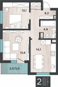 Квартира 55,1 м², 2-комнатная - изображение 1