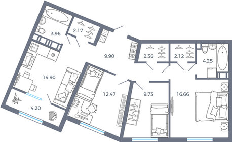 75,7 м², 3-комнатная квартира 9 183 365 ₽ - изображение 55