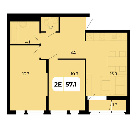 57,1 м², 2-комнатная квартира 6 680 700 ₽ - изображение 1