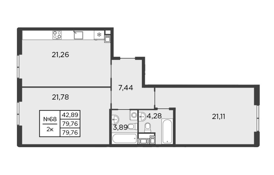 79,8 м², 2-комнатная квартира 21 000 000 ₽ - изображение 1