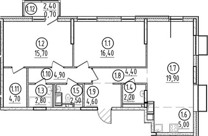 Квартира 83,8 м², 2-комнатная - изображение 1