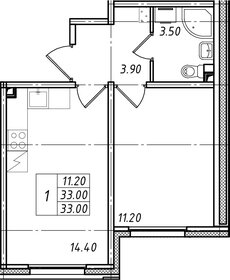 Квартира 33 м², 1-комнатная - изображение 1