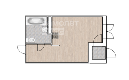 Квартира 26 м², студия - изображение 1