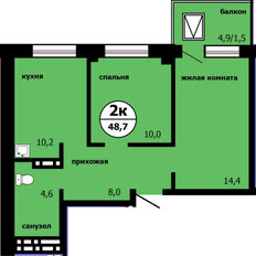 Квартира 48,7 м², 2-комнатная - изображение 2