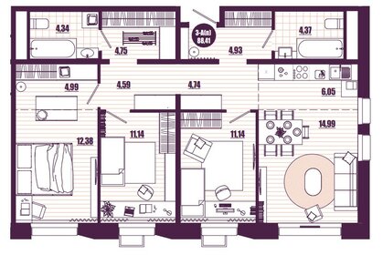 103 м², 3-комнатная квартира 15 000 000 ₽ - изображение 31