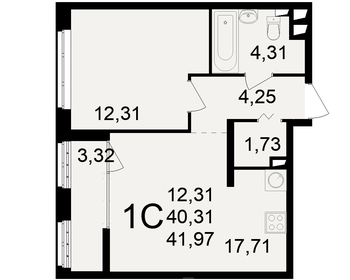 Квартира 42 м², 1-комнатная - изображение 1