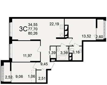 79,4 м², 3-комнатная квартира 8 414 280 ₽ - изображение 15