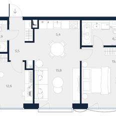 Квартира 65,7 м², 2-комнатные - изображение 2