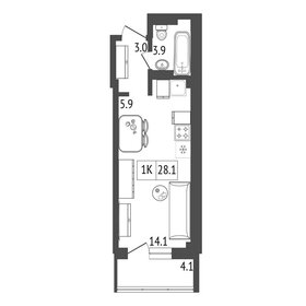 Квартира 28 м², 1-комнатная - изображение 2