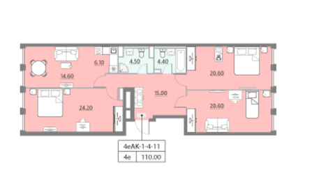 Квартира 110 м², 4-комнатная - изображение 1