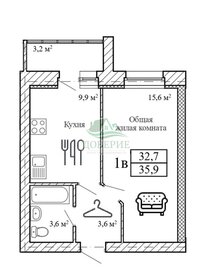 Квартира 35,9 м², 1-комнатная - изображение 1