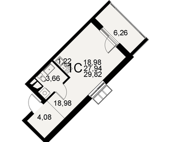 Квартира 29,8 м², студия - изображение 1