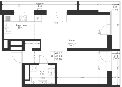 45 м², 1-комнатная квартира 11 990 000 ₽ - изображение 70