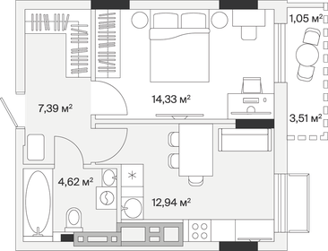 Квартира 40,3 м², 1-комнатная - изображение 1