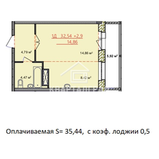 Квартира 35,4 м², студия - изображение 1