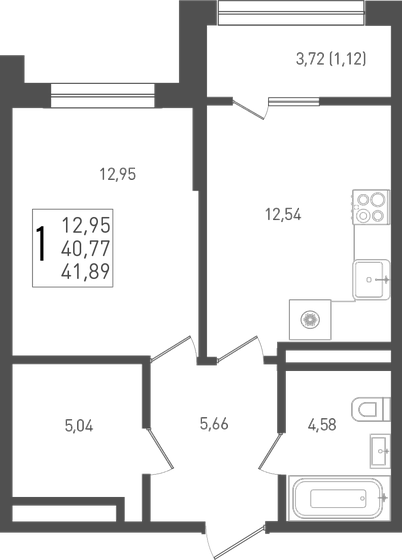 41,9 м², 1-комнатная квартира 5 738 930 ₽ - изображение 1