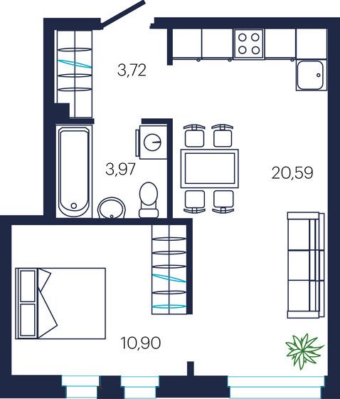 39,2 м², 1-комнатная квартира 5 145 000 ₽ - изображение 1