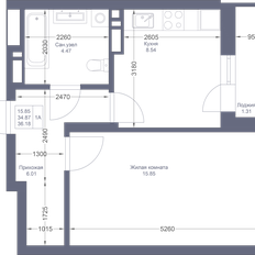 Квартира 36,2 м², 1-комнатная - изображение 2