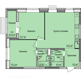 Квартира 64,7 м², 2-комнатная - изображение 1