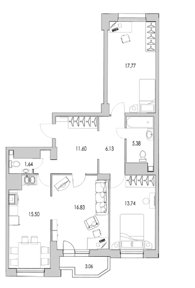 92,3 м², 3-комнатная квартира 17 025 000 ₽ - изображение 1