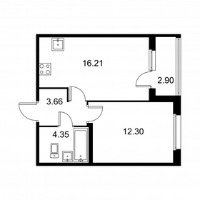 Квартира 38 м², 1-комнатная - изображение 1