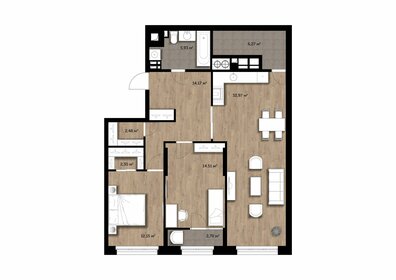 Квартира 92,1 м², 2-комнатная - изображение 1