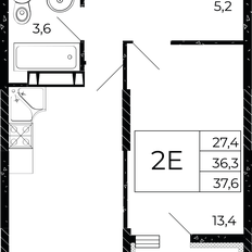 Квартира 37,6 м², 1-комнатная - изображение 2