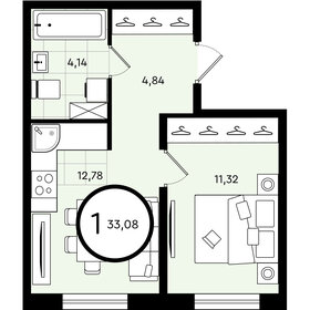 33,1 м², 1-комнатная квартира 4 506 160 ₽ - изображение 26