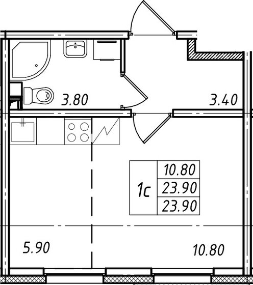 23,9 м², квартира-студия 2 200 000 ₽ - изображение 1