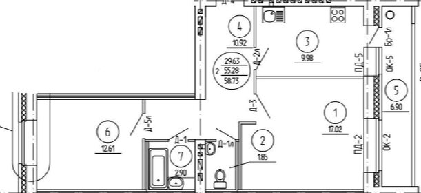 Квартира 59 м², 2-комнатная - изображение 5