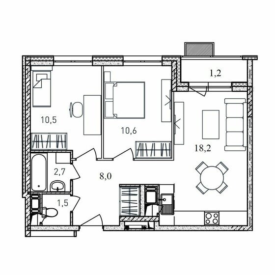 52,7 м², 2-комнатная квартира 9 433 300 ₽ - изображение 42
