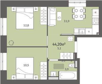 43 м², 2-комнатная квартира 2 150 000 ₽ - изображение 39