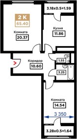 Квартира 65,4 м², 2-комнатная - изображение 1