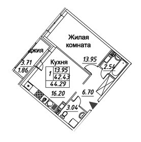 Квартира 44,3 м², 1-комнатная - изображение 1