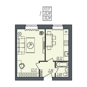 Квартира 33,2 м², 1-комнатная - изображение 1