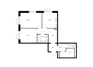 Квартира 64,3 м², 2-комнатная - изображение 1