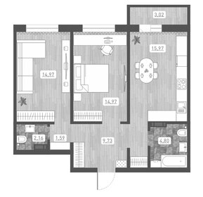 Квартира 65,7 м², 2-комнатная - изображение 1