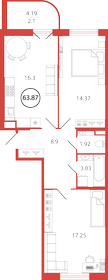 40 м², 1-комнатная квартира 3 500 ₽ в сутки - изображение 45