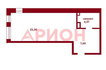 Квартира 38 м², студия - изображение 1