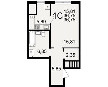 Квартира 36,8 м², студия - изображение 1