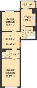 Квартира 59,1 м², 2-комнатная - изображение 1