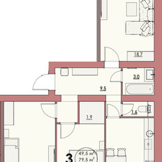 Квартира 82,7 м², 3-комнатная - изображение 2