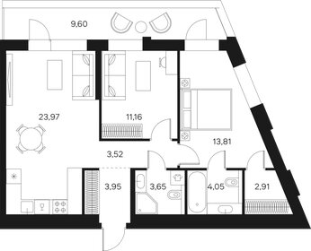 Квартира 69,9 м², 2-комнатная - изображение 1