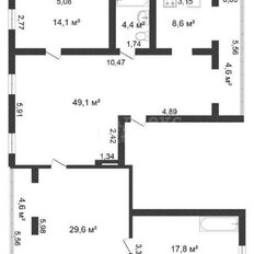 Квартира 132,8 м², 3-комнатная - изображение 2