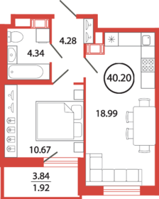 40,5 м², 1-комнатная квартира 7 648 011 ₽ - изображение 68