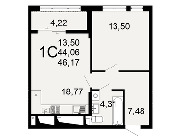 45 м², 1-комнатная квартира 5 150 000 ₽ - изображение 29