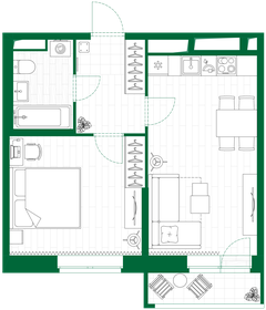 Квартира 42,4 м², 1-комнатная - изображение 3