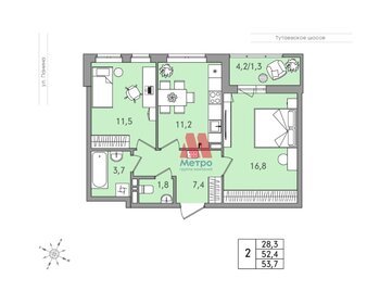 59,6 м², 2-комнатная квартира 6 870 000 ₽ - изображение 14
