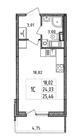 26 м², квартира-студия 4 250 000 ₽ - изображение 22