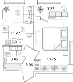 34 м², 1-комнатная квартира 8 500 000 ₽ - изображение 93